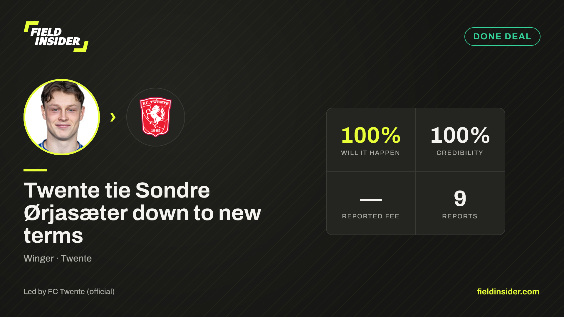 Sondre Ørjasæter closing on new Twente deal — Field Insider report card